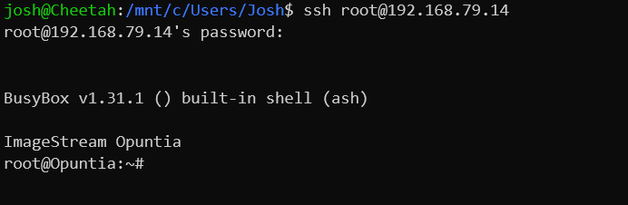 Screenshot of the SSH Login showing a user loging in